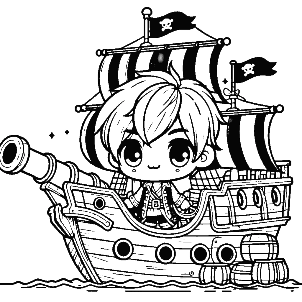 imprimer coloriage Bateau Pirate