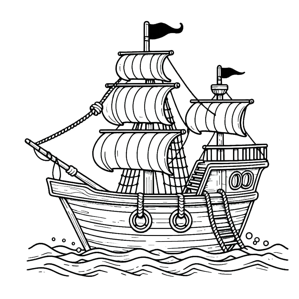 coloriage Bateau Pirate pour primaire