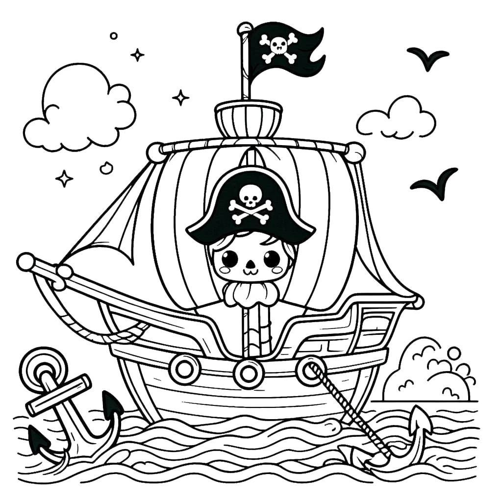 coloriage Bateau Pirate à imprimer