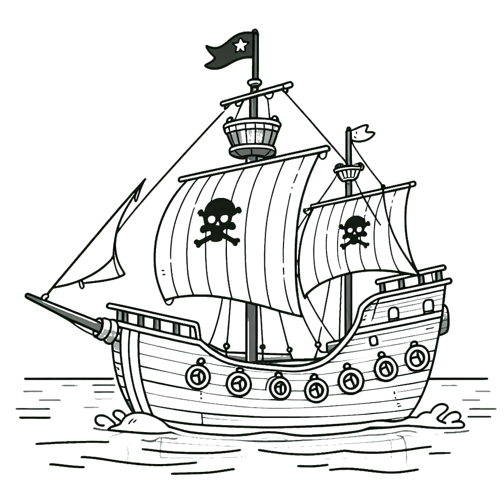 coloriage Bateau Pirate à imprimer pour enfants 1