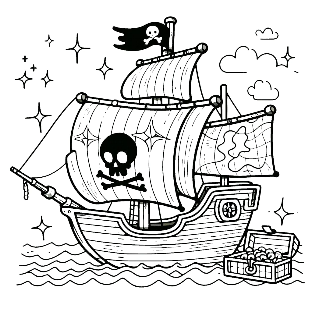 coloriage Bateau Pirate pour enfant gratuit