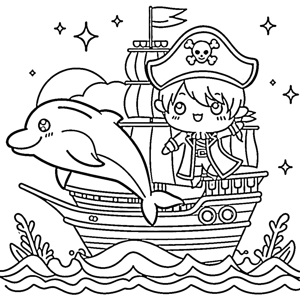 coloriage Bateau Pirate à imprimer pour enfants 2