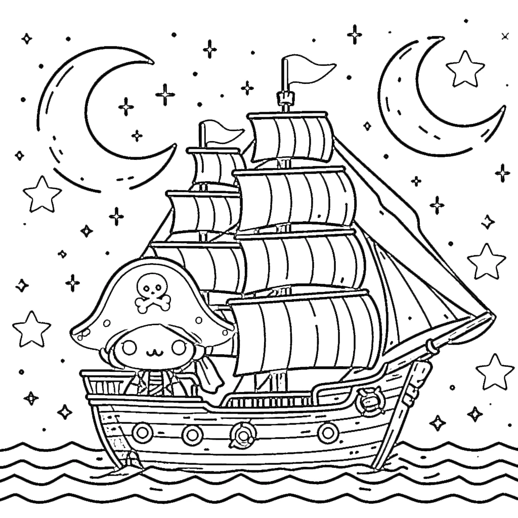 coloriage Bateau Pirate et decoupage a imprimer gratuit