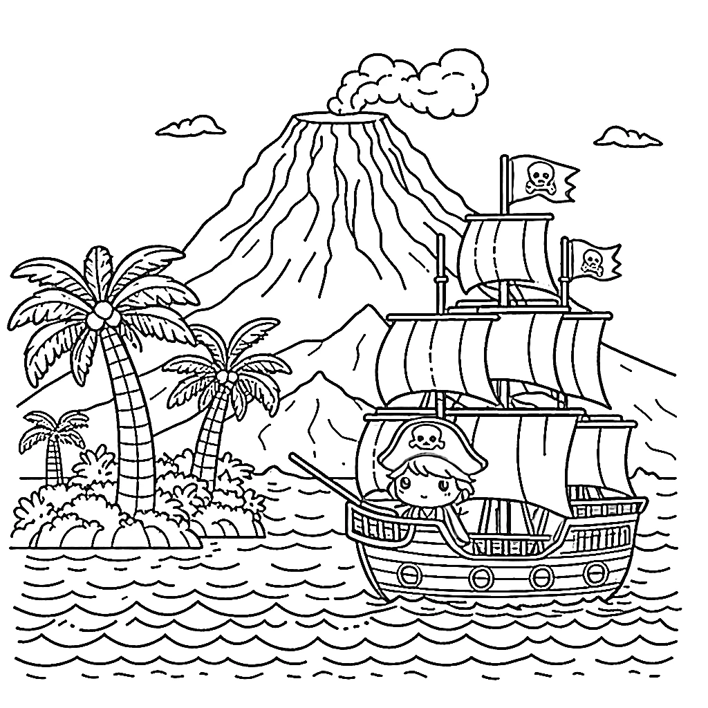 coloriage Bateau Pirate gratuit en ligne