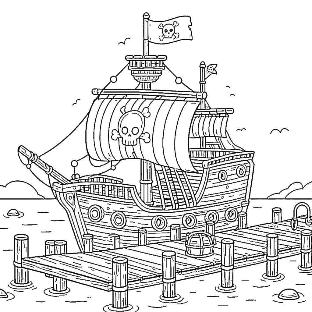 coloriage Bateau Pirate à imprimer gratuit 1