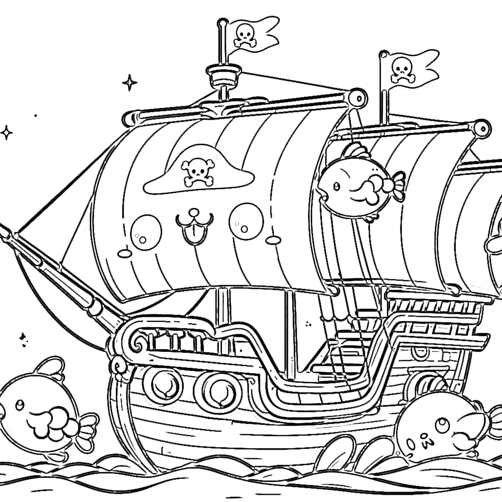 image pour coloriage Bateau Pirate enfant