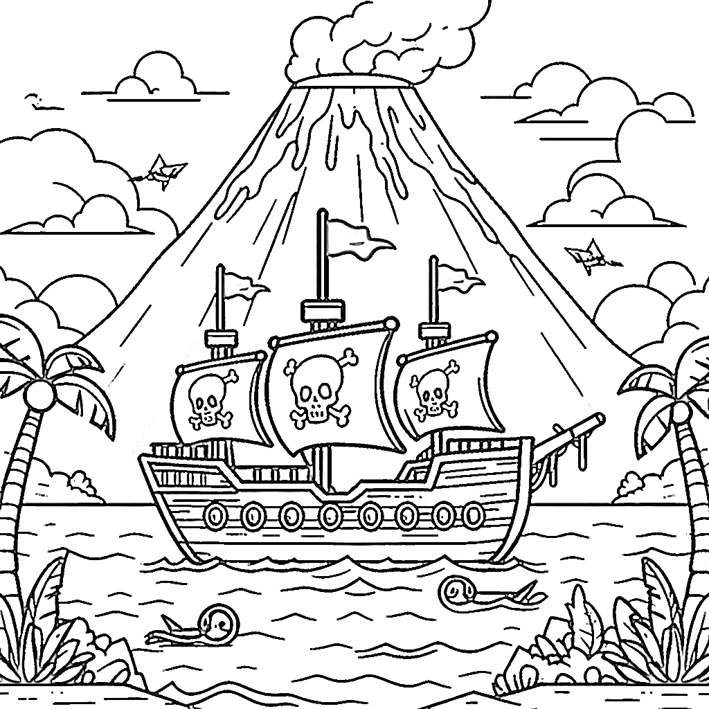 coloriage Bateau Pirate gratuit a imprimer