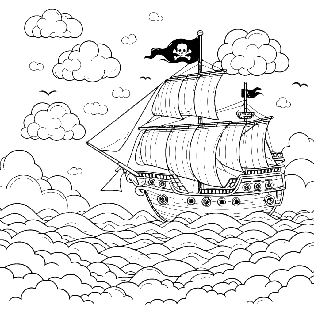 coloriage Bateau Pirate à imprimer pdf gratuit