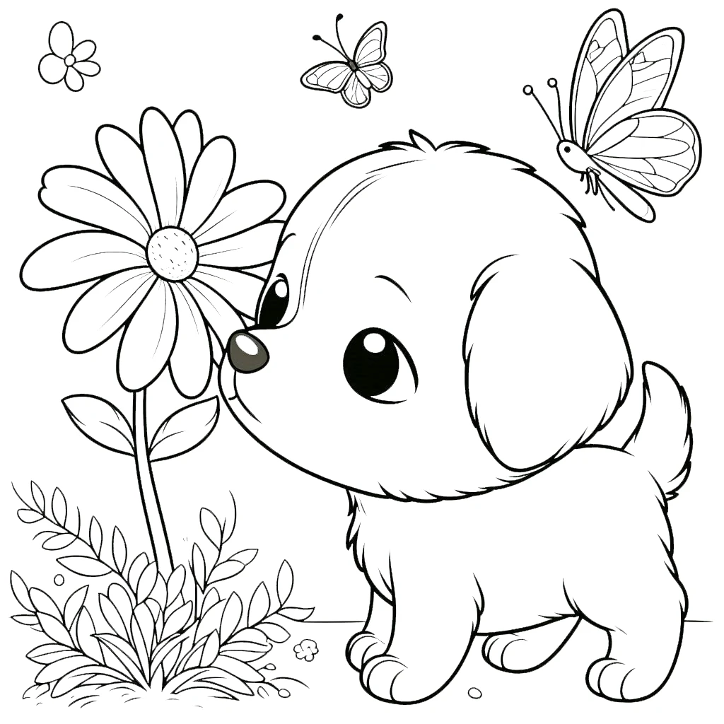 image pour coloriage Chiot enfant