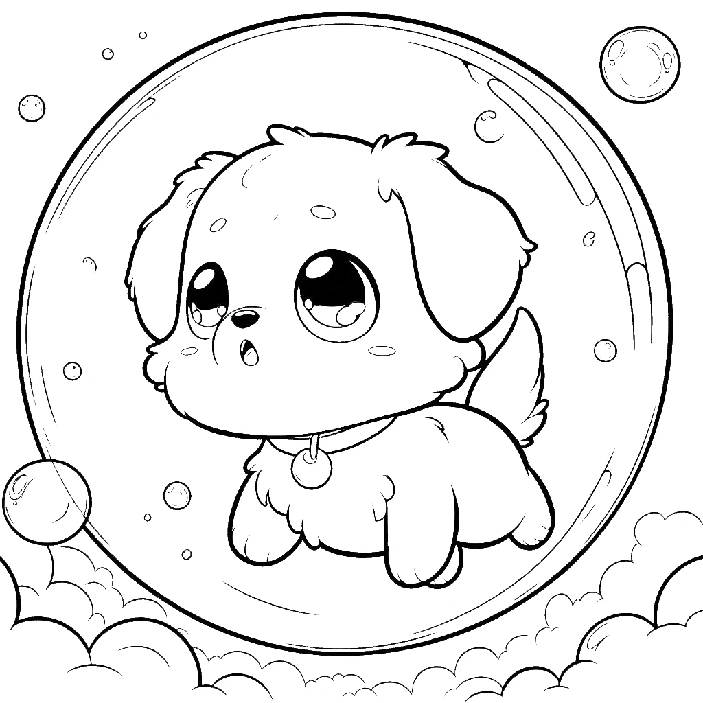 coloriage Chiot et découpage à imprimer