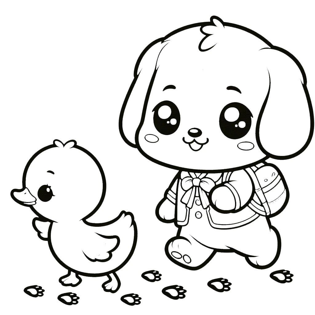 coloriage Chiot et découpage à imprimer 1