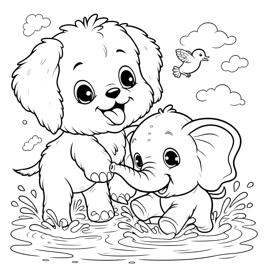 coloriage Chiot et decoupage 1