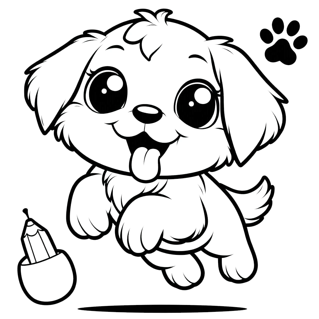 coloriage Chiot à imprimer gratuitement