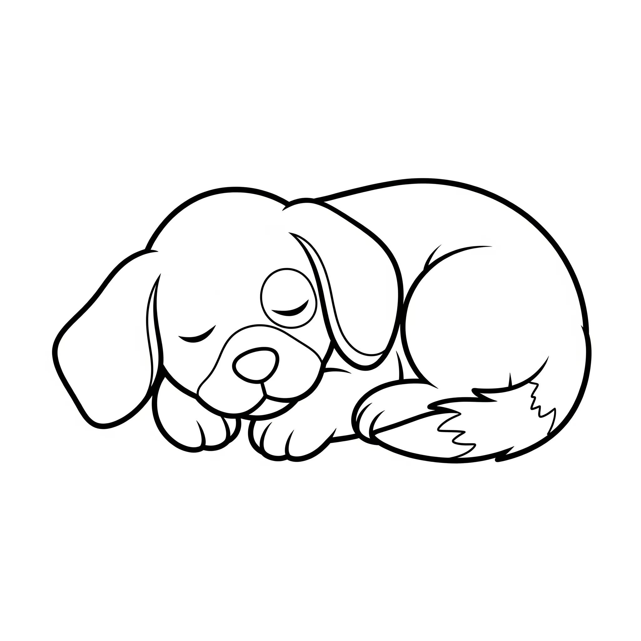 coloriage Chiot dormant paisiblement pour enfants à télécharger