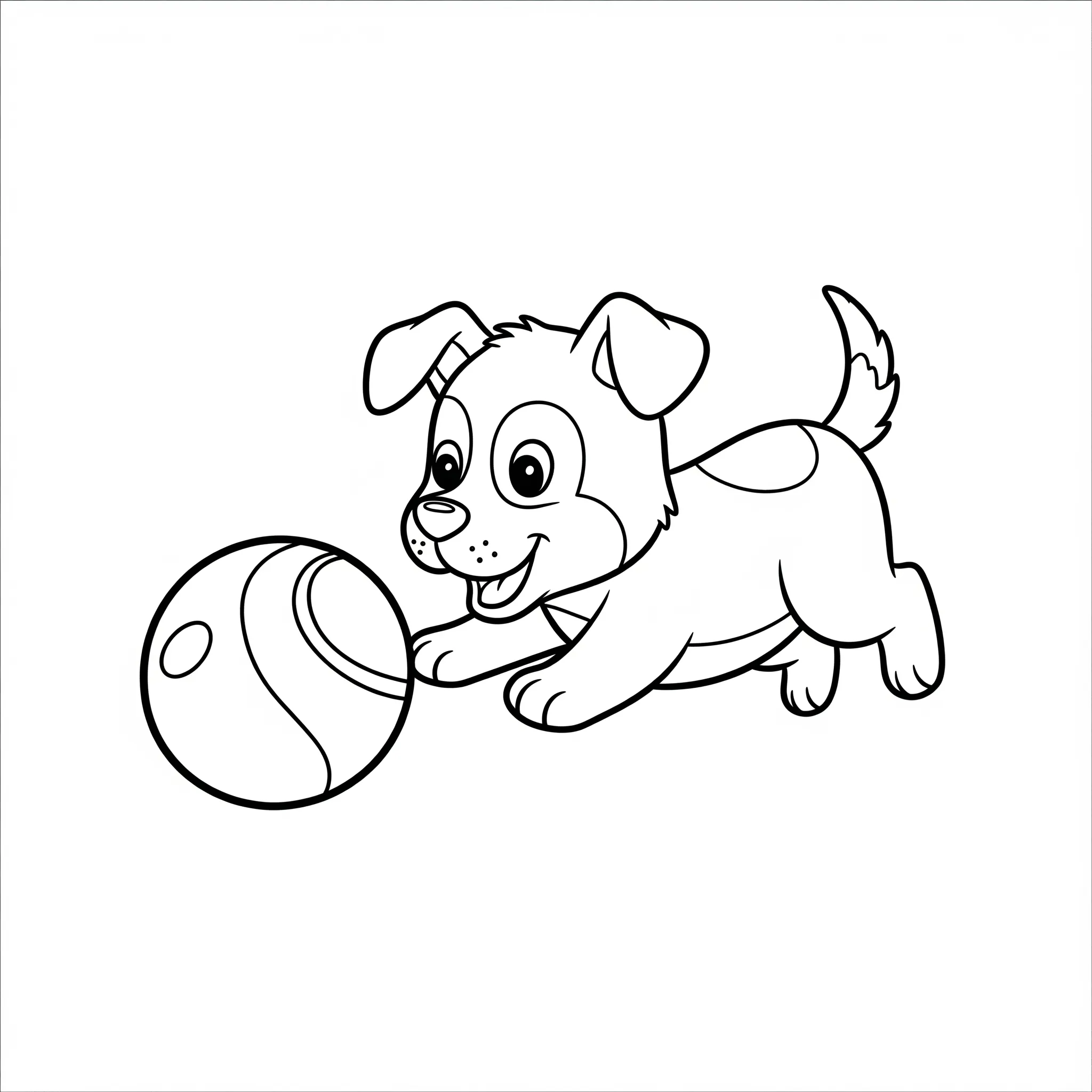 coloriage Chiot jouant avec une balle pour enfant