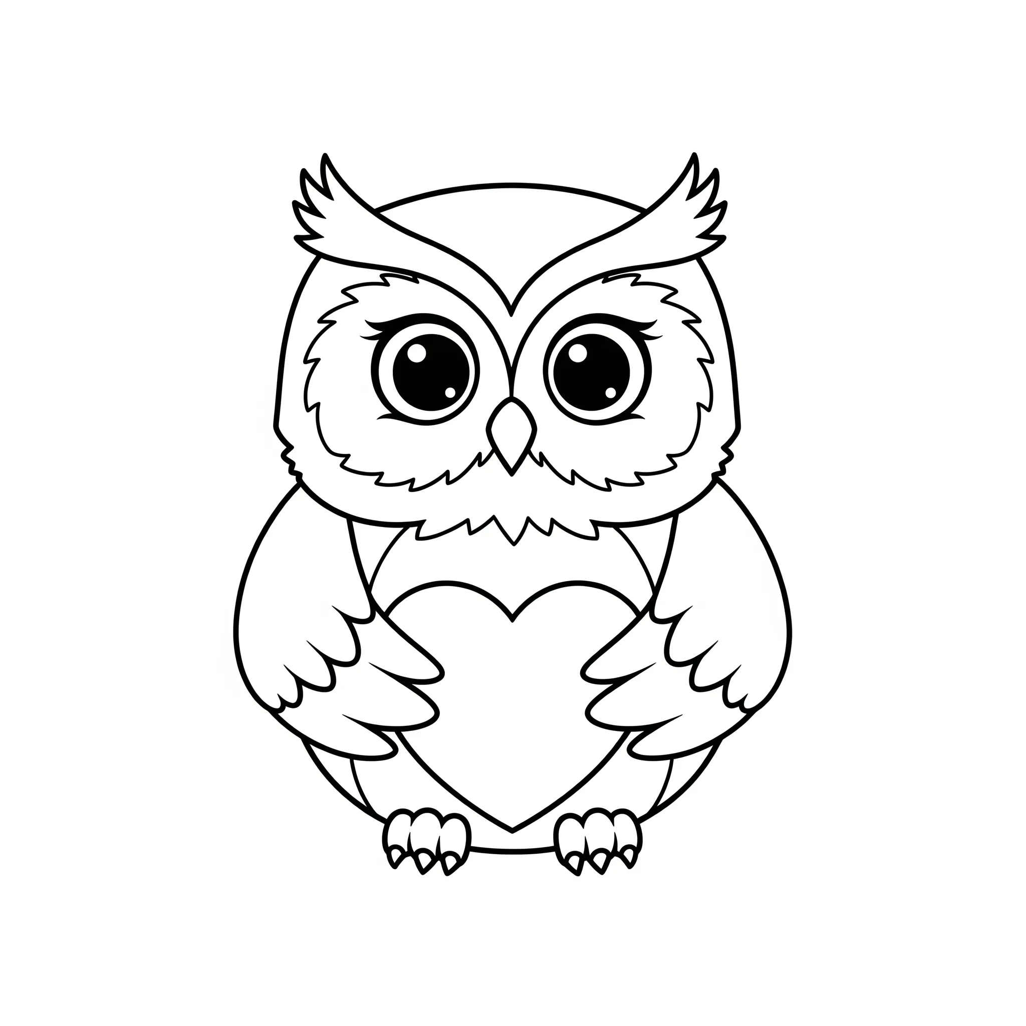 coloriage Chouette avec un Cœur a colorier en ligne gratuitement