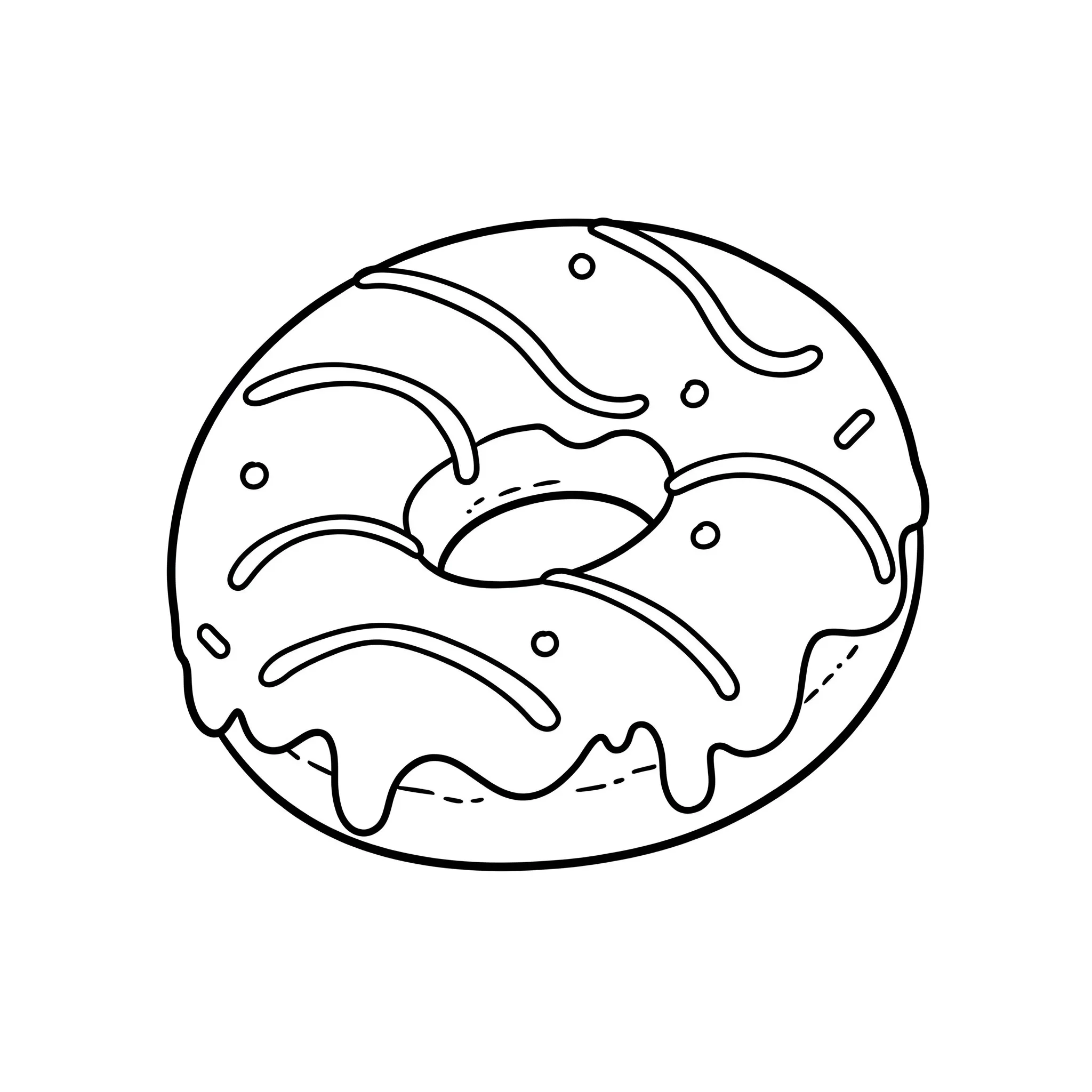 coloriage Donut avec un glaçage dégoulinant pour enfant