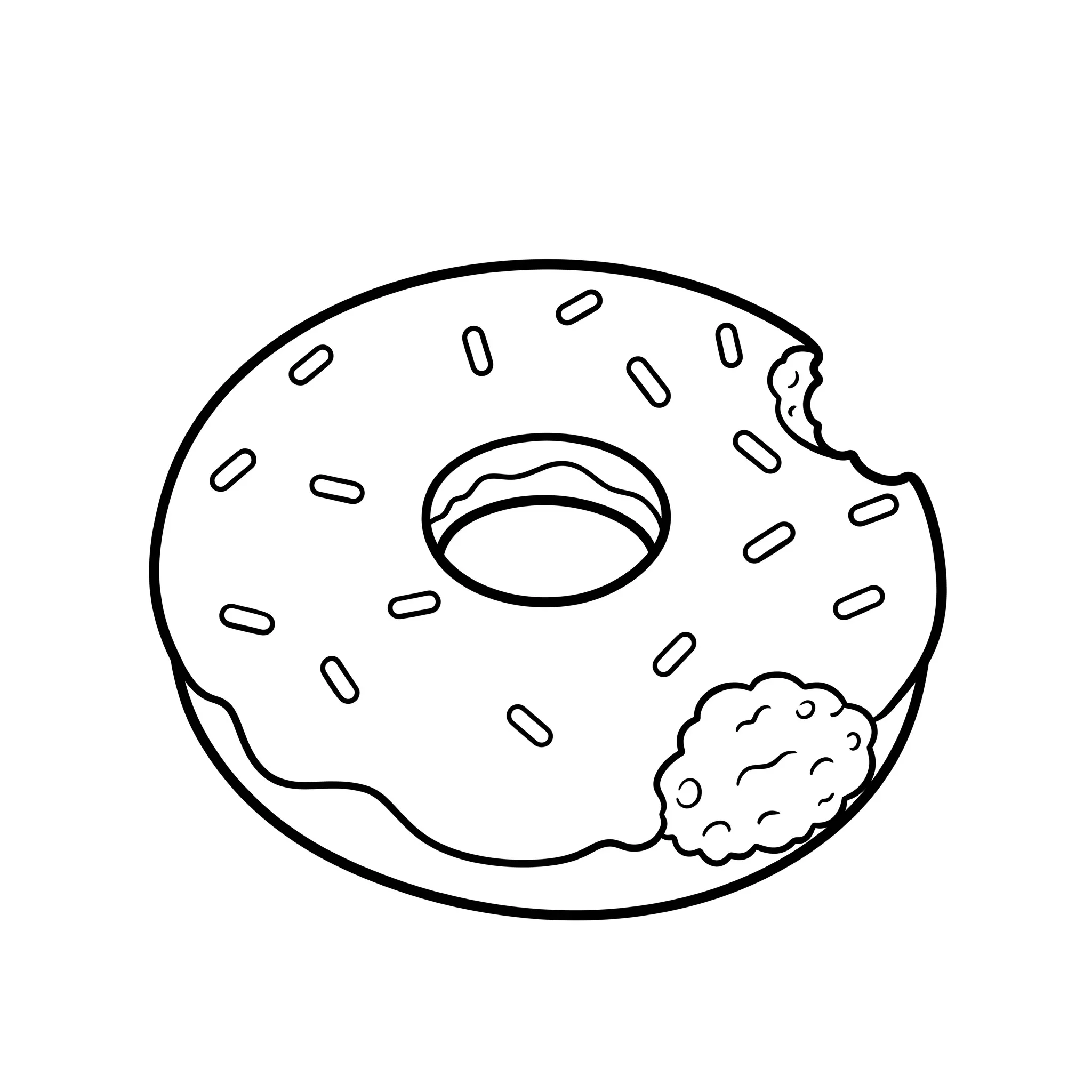 image pour coloriage Donut avec une bouchée manquante enfant