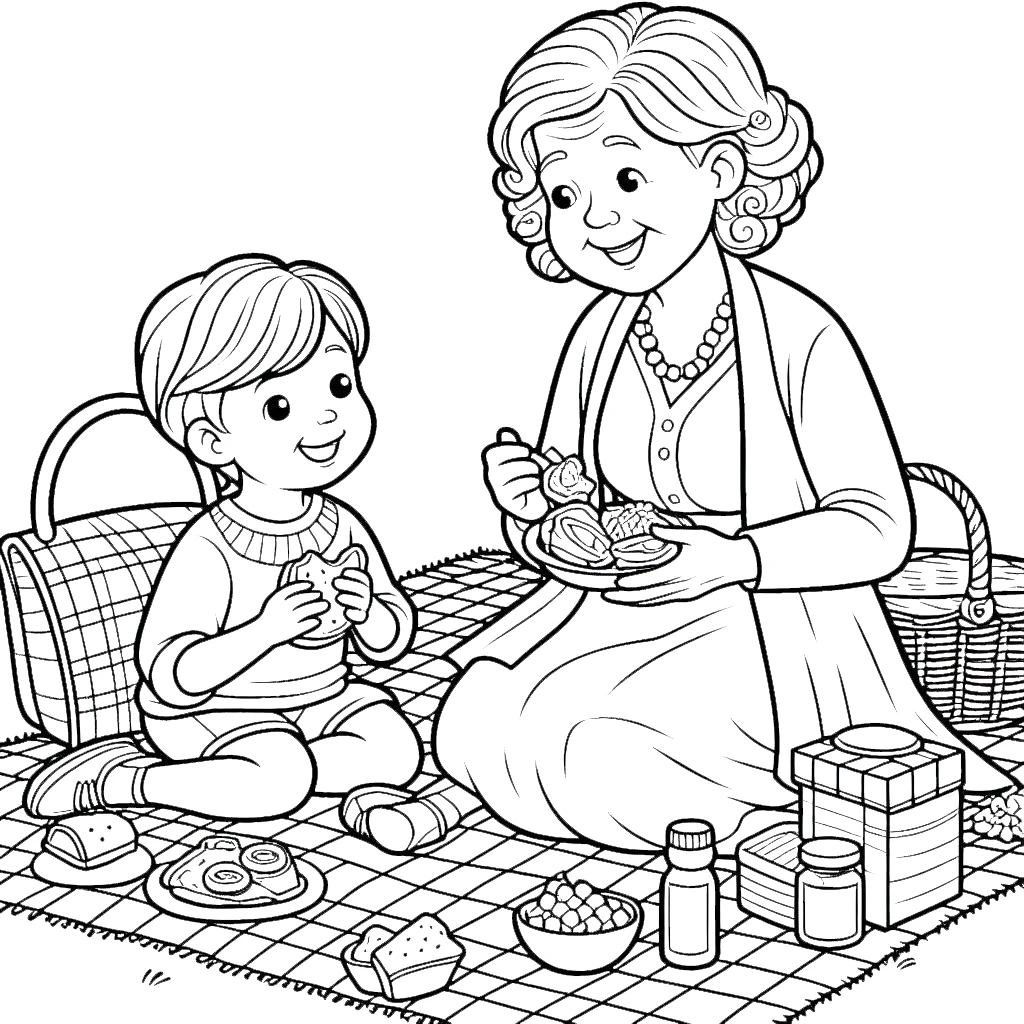 coloriage Fête Des Grand Mères à imprimer pour enfant de 3 ans