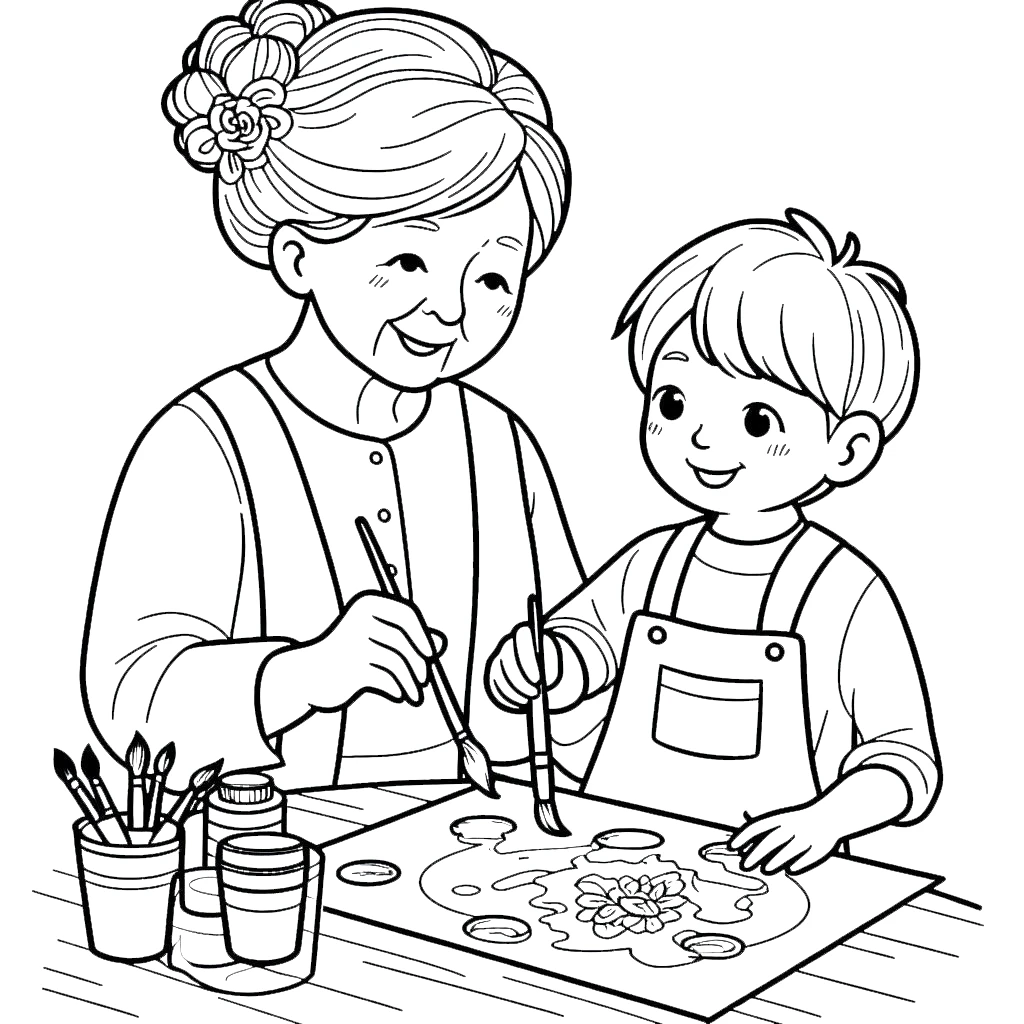 coloriage Fête Des Grand Mères pour enfant de 8 ans 1