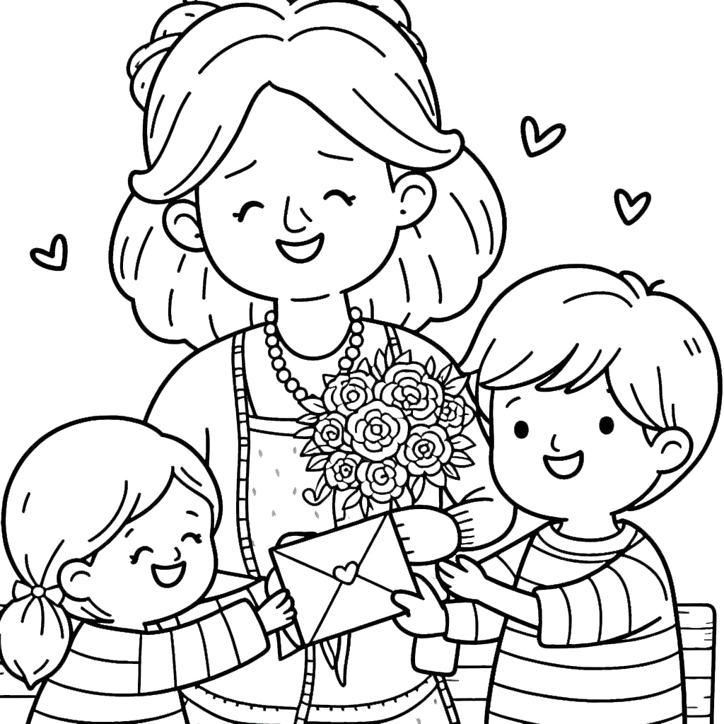 coloriage Fête Des Grand Mères pour enfant de 3 ans