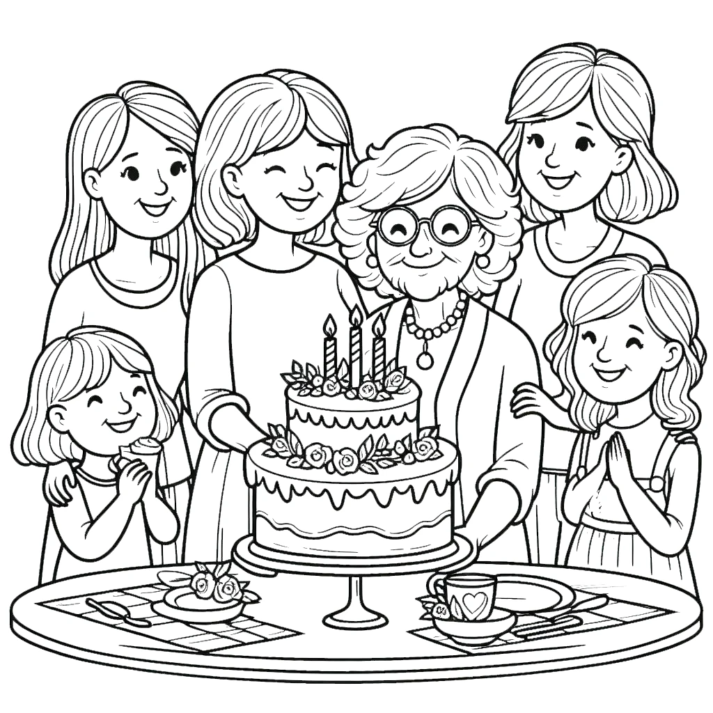 coloriage Fête Des Grand Mères pour enfants