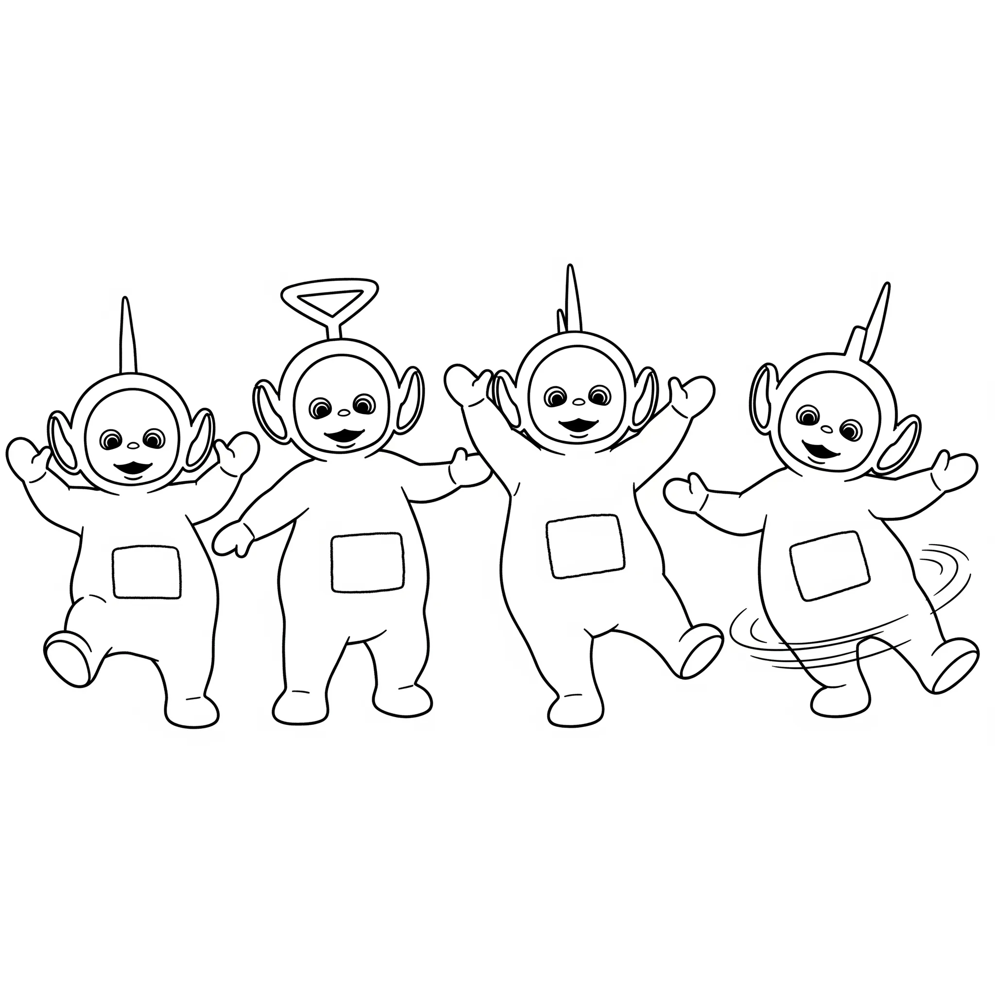 télécharger coloriage La grande danse des Télétubbies gratuit