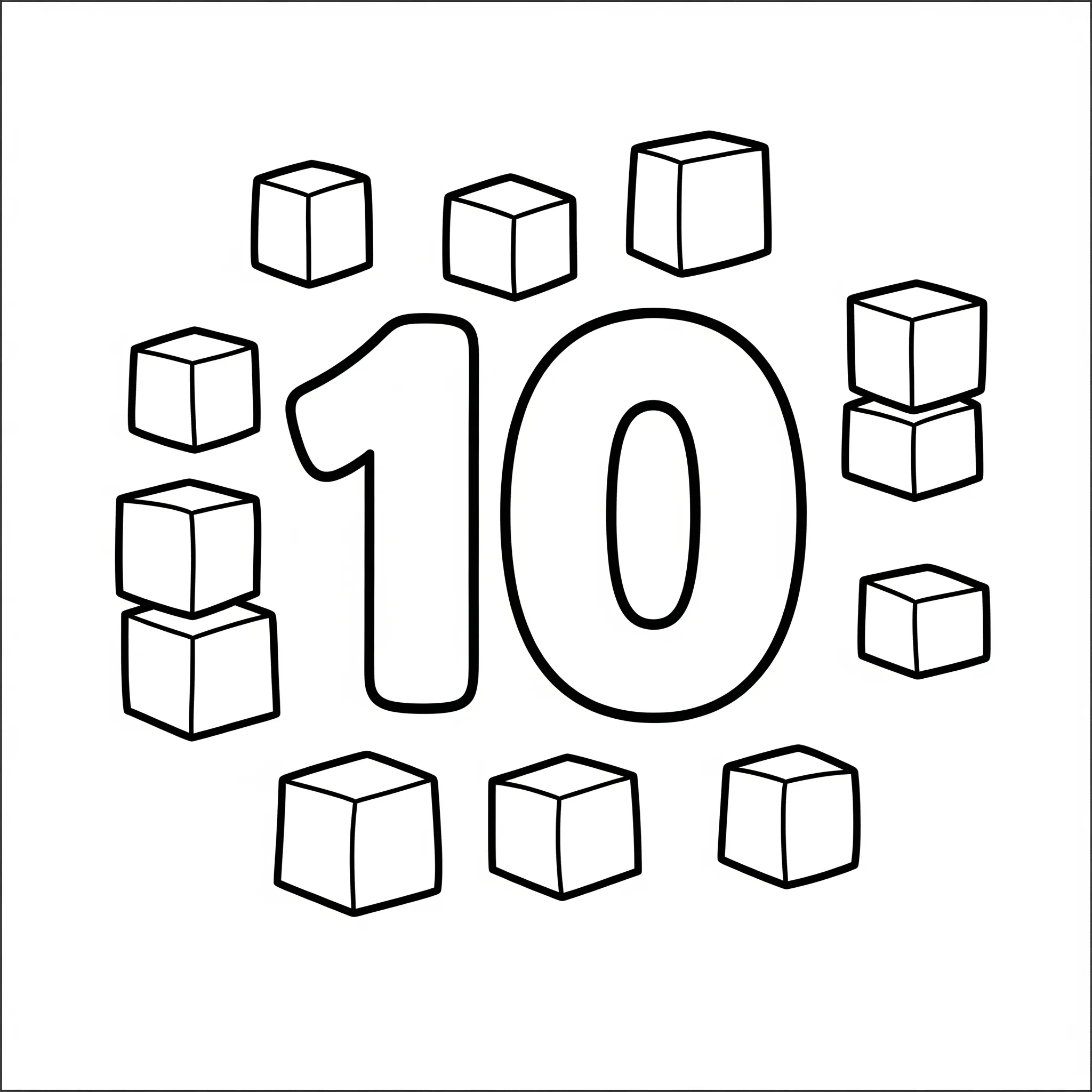 coloriage Le chiffre 10 et ses blocs pour enfant