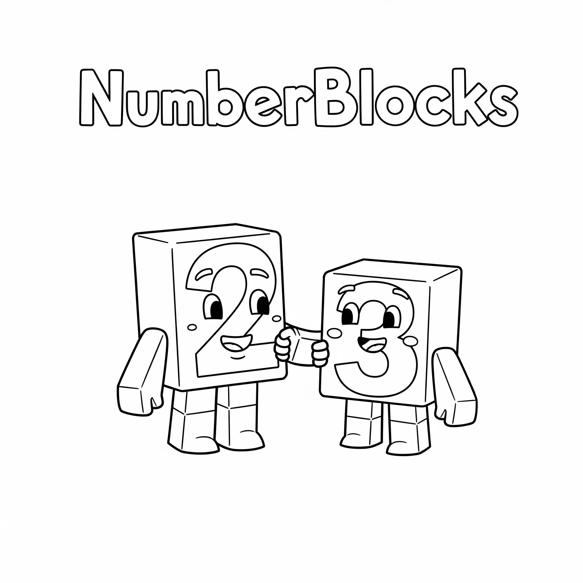 coloriage Les Numberblocks 2 et 3 ensemble pour enfant de à imprimer