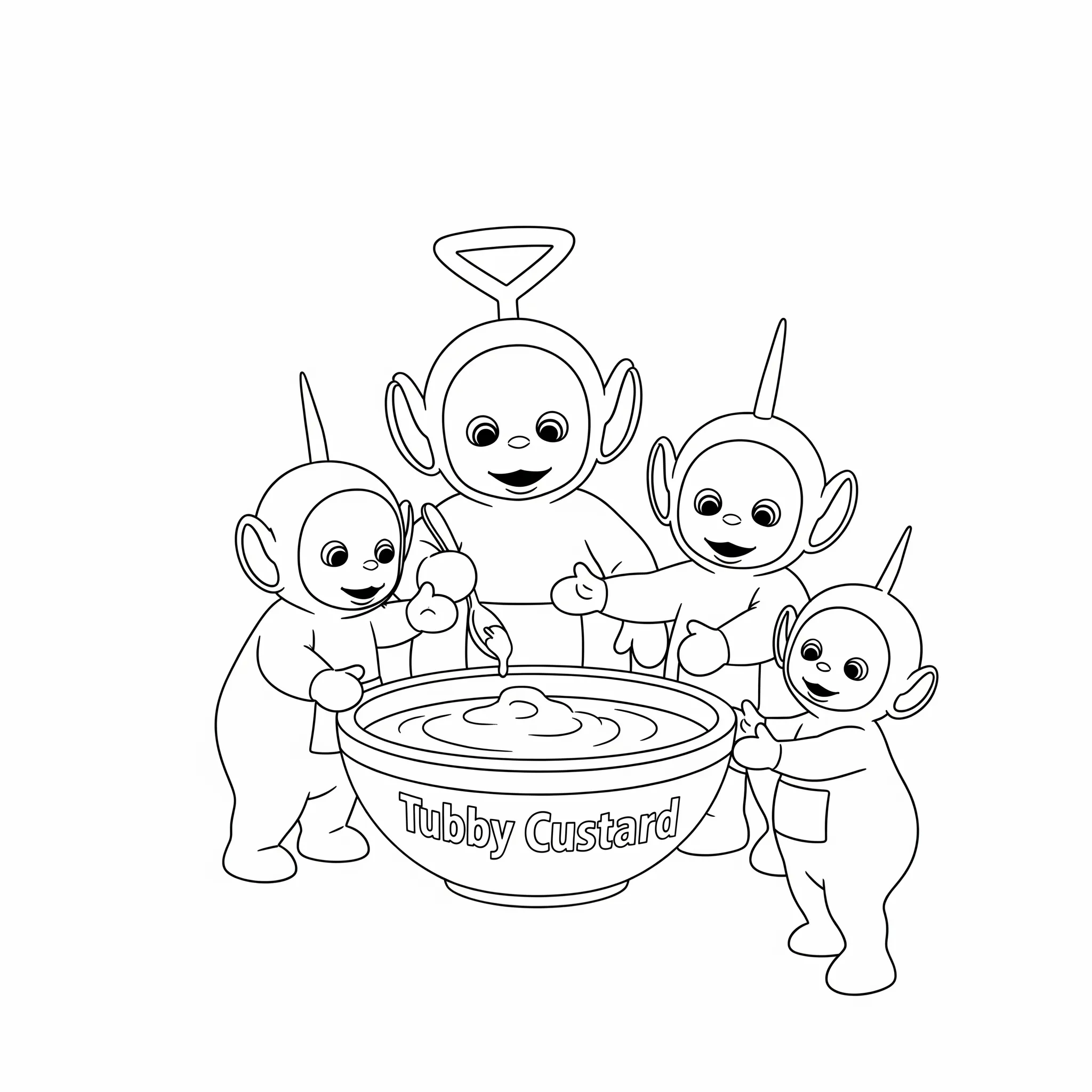 coloriage Les Télétubbies et le Tubby Custard a imprimer gratuit