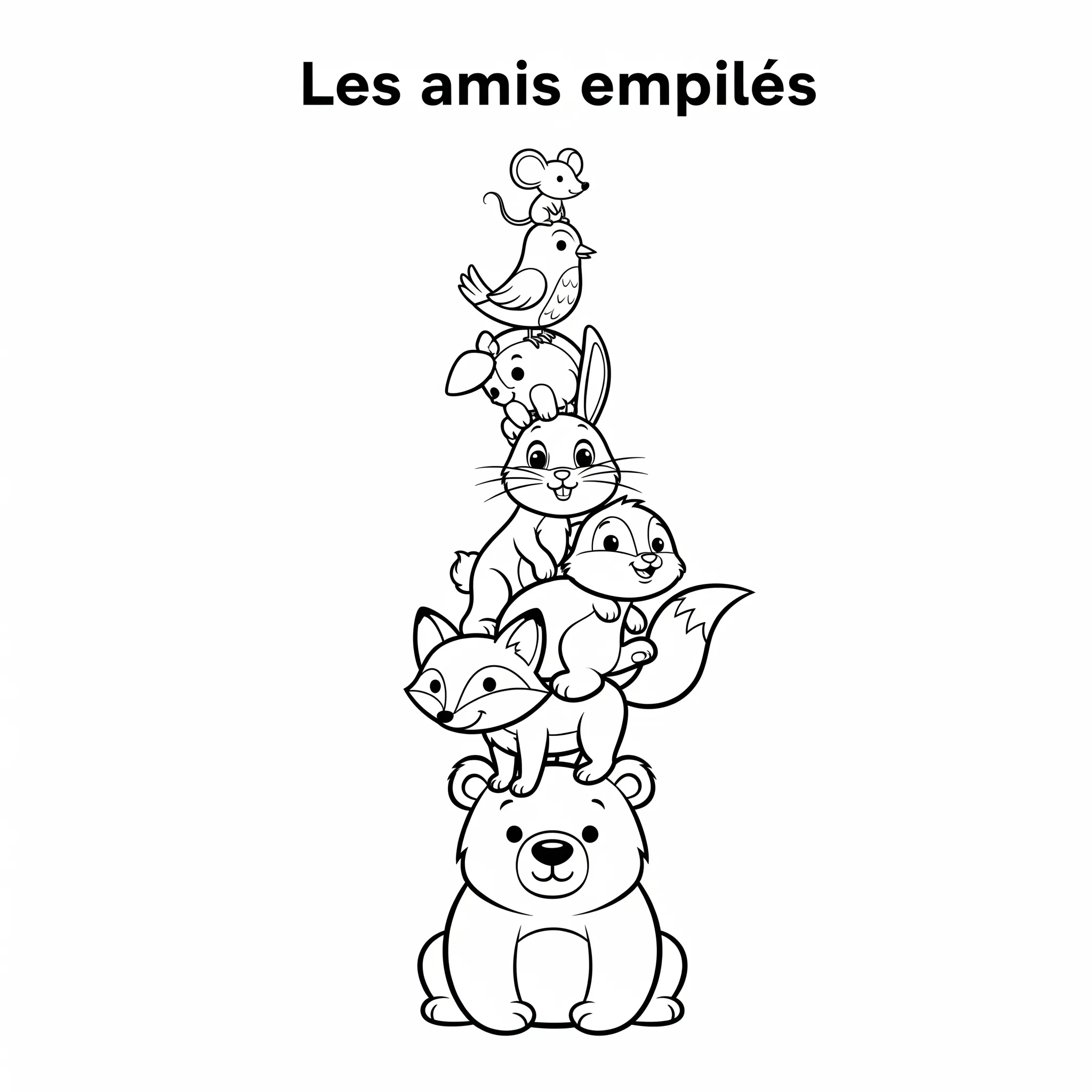 coloriage Les amis empilés educatif pour enfant