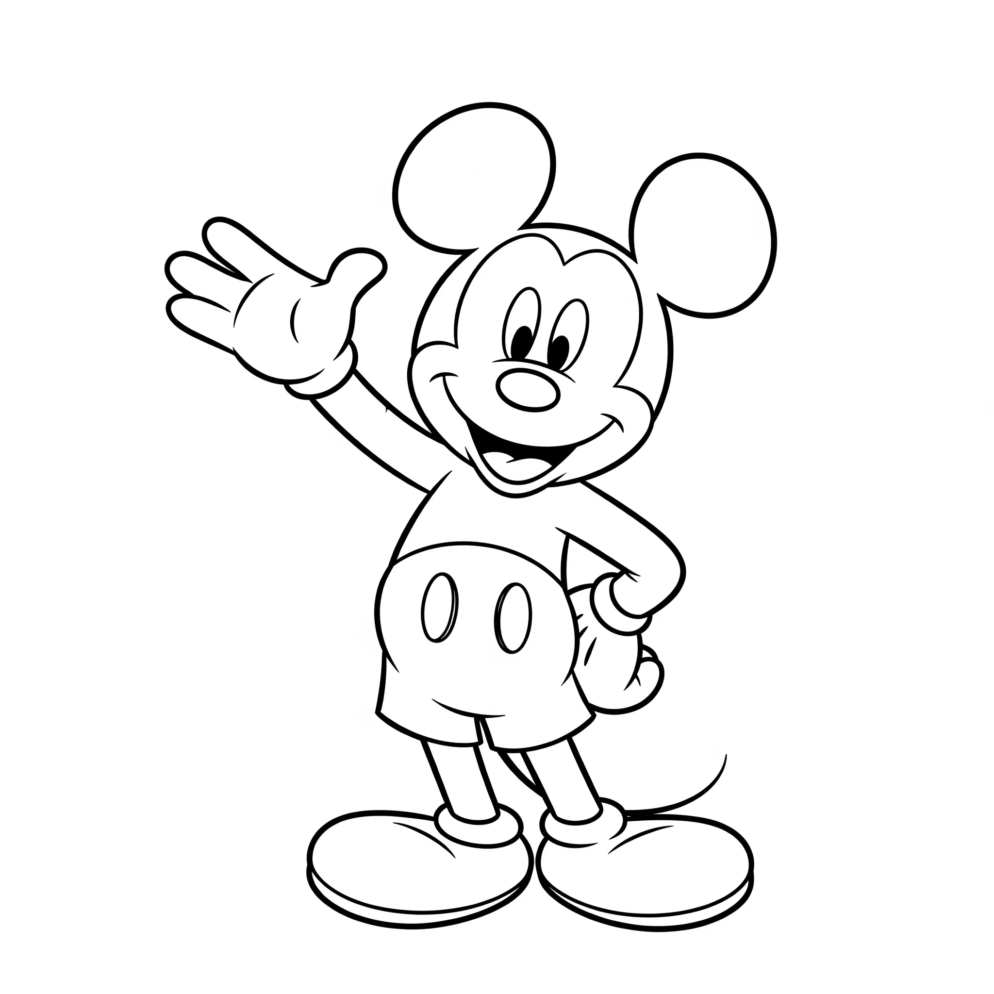 coloriage Mickey en train de saluer gratuit pour enfants