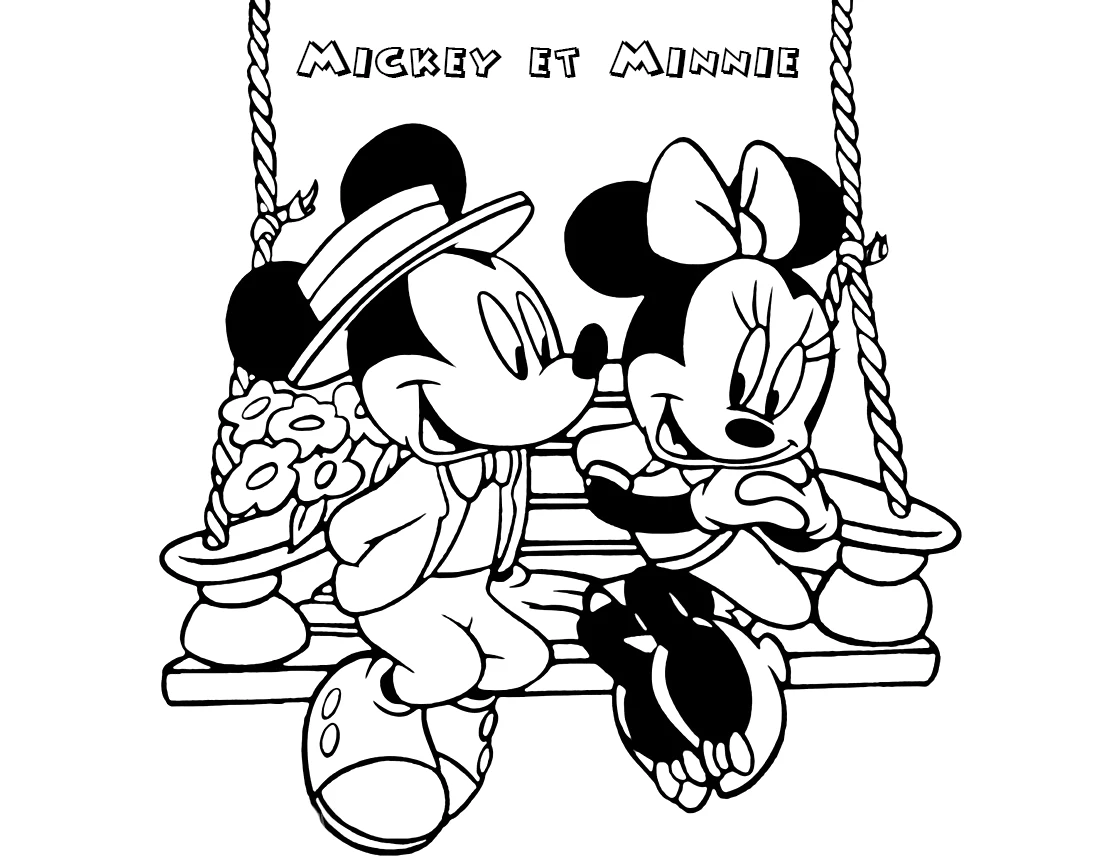 coloriage Mickey et Minnie et decoupage a imprimer gratuit 2