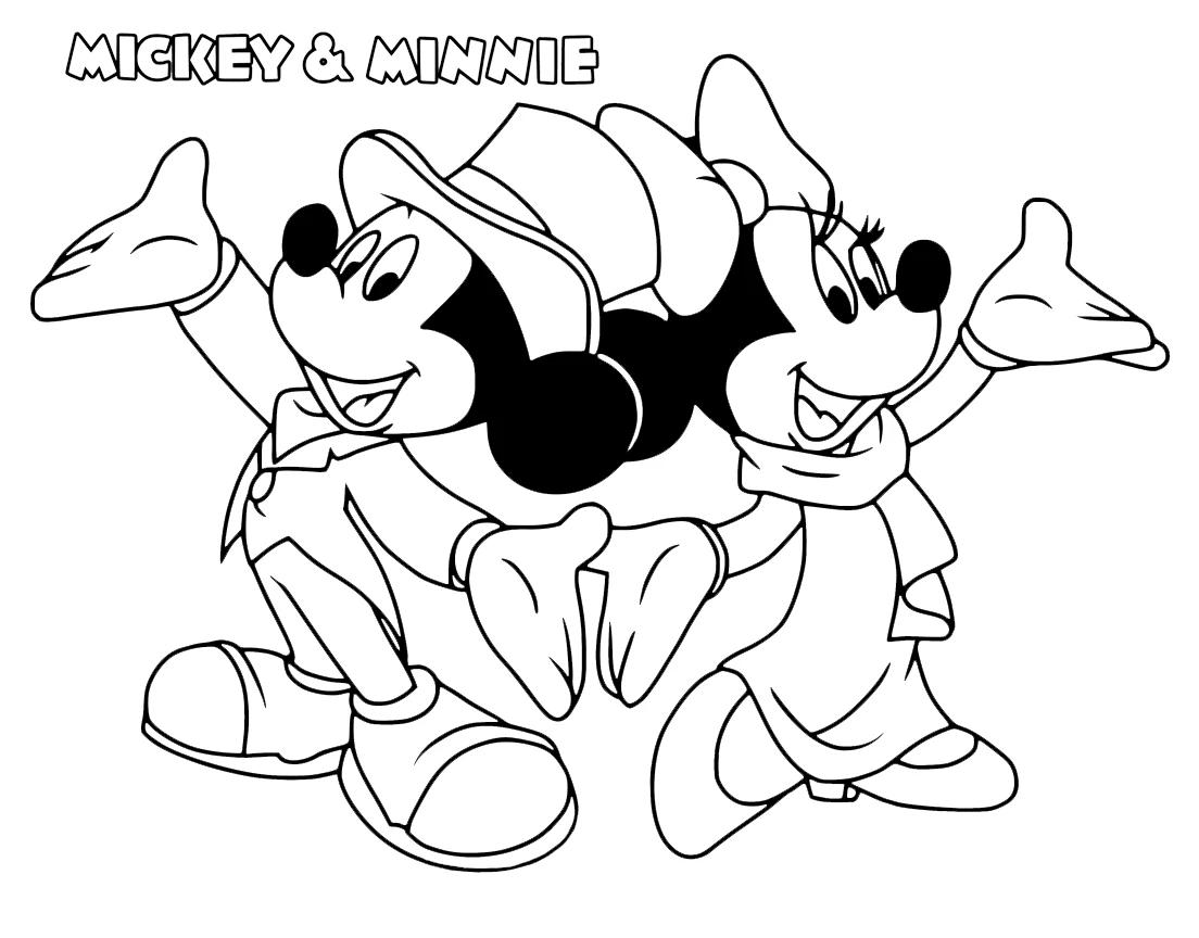 imprimer coloriage Mickey et Minnie