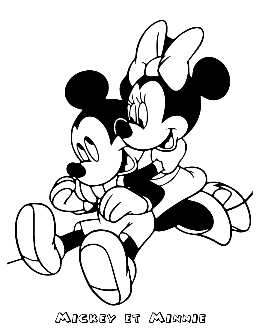 coloriage Mickey et Minnie pour enfant de 4 ans