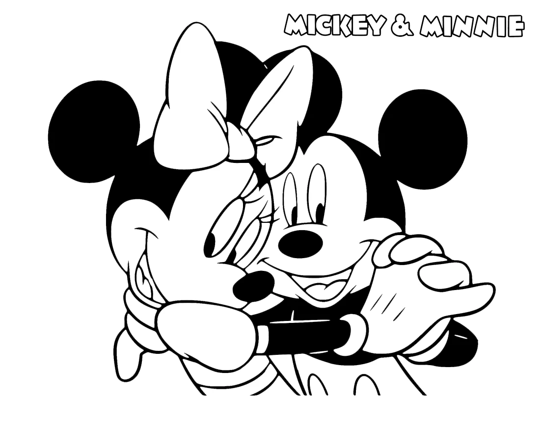 imprimer coloriage Mickey et Minnie pour enfant