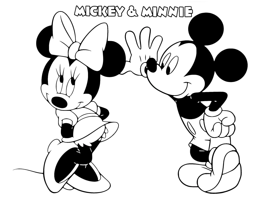 coloriage Mickey et Minnie pour enfant de à imprimer