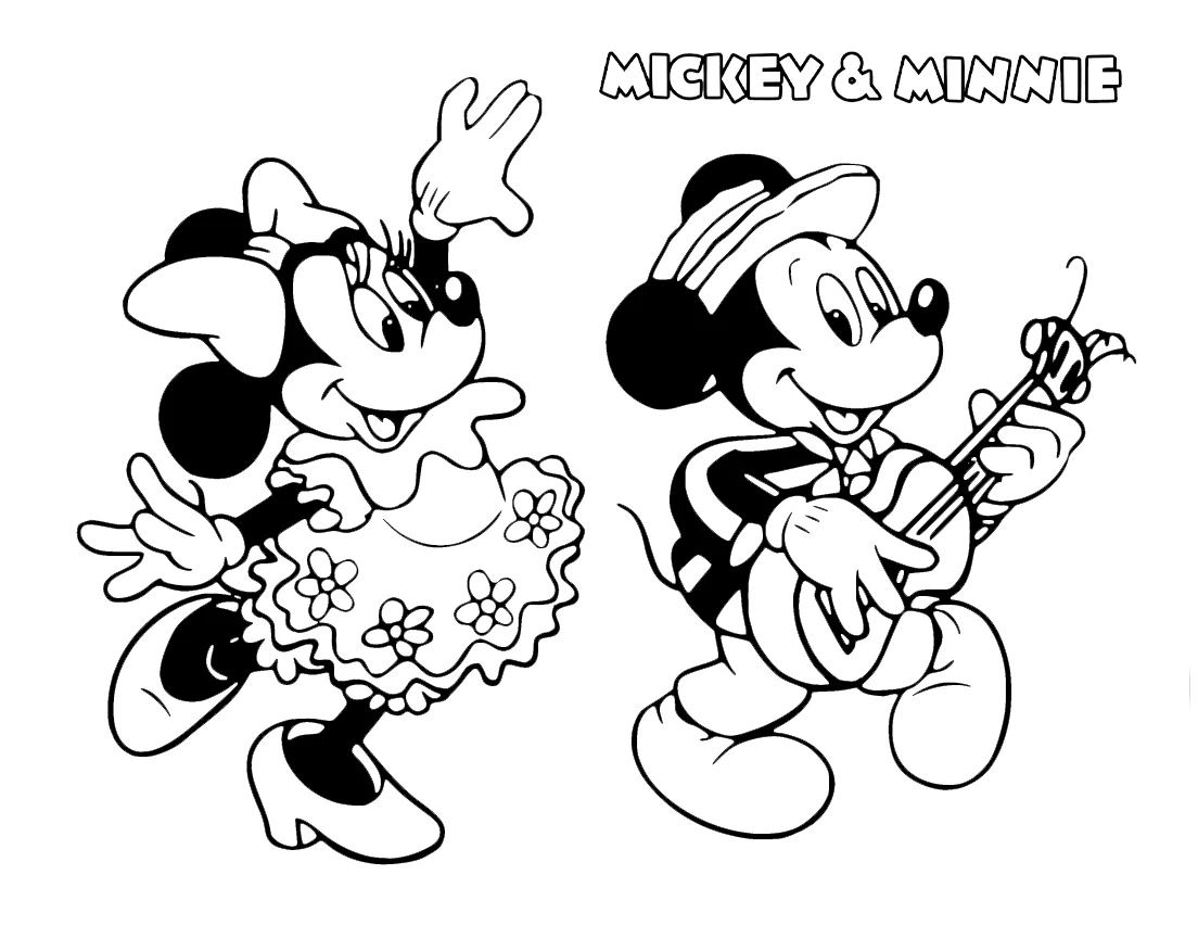 coloriage Mickey et Minnie pour enfant de 5 ans 1