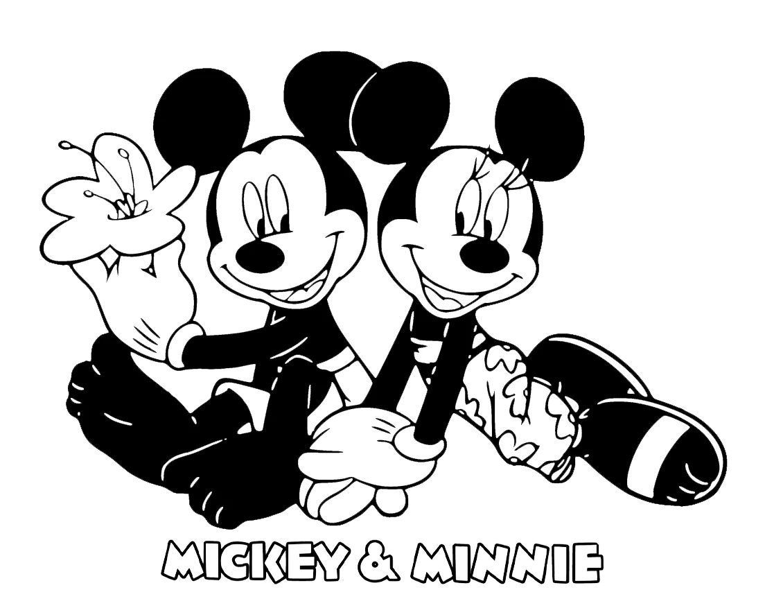 coloriage Mickey et Minnie à imprimer pour enfant de 10 ans