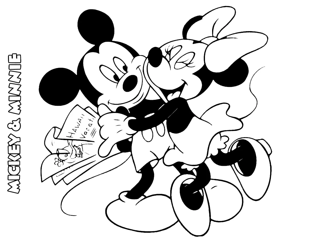 coloriage Mickey et Minnie pour enfant de 7 ans