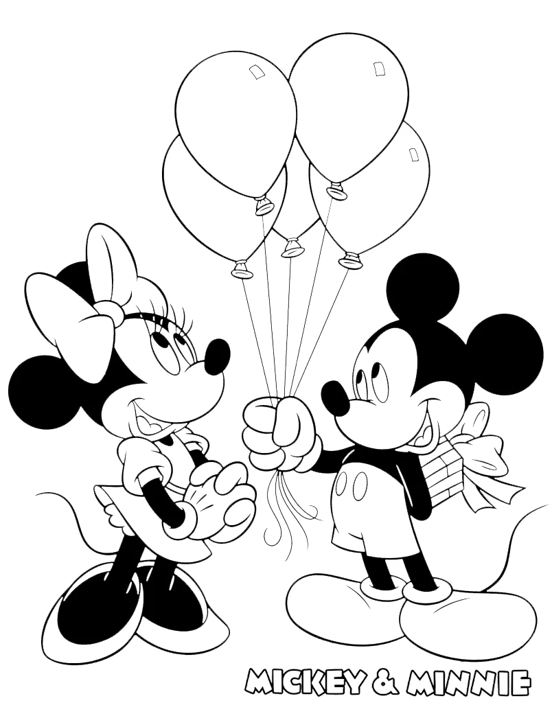 coloriage Mickey et Minnie à imprimer pour enfant de 6 ans