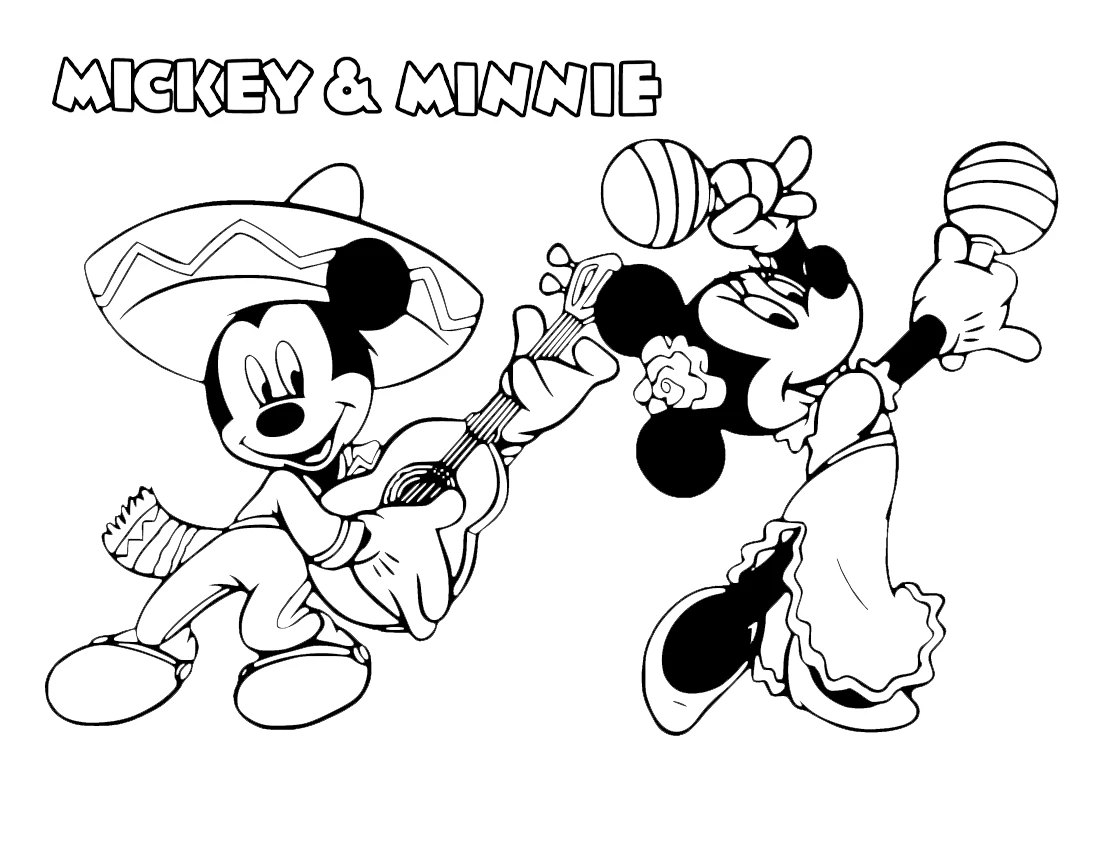 coloriage Mickey et Minnie pour enfant de 3 ans