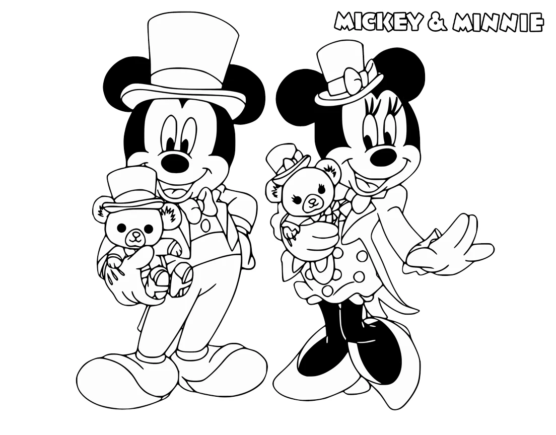 coloriage Mickey et Minnie et apprentissage 1