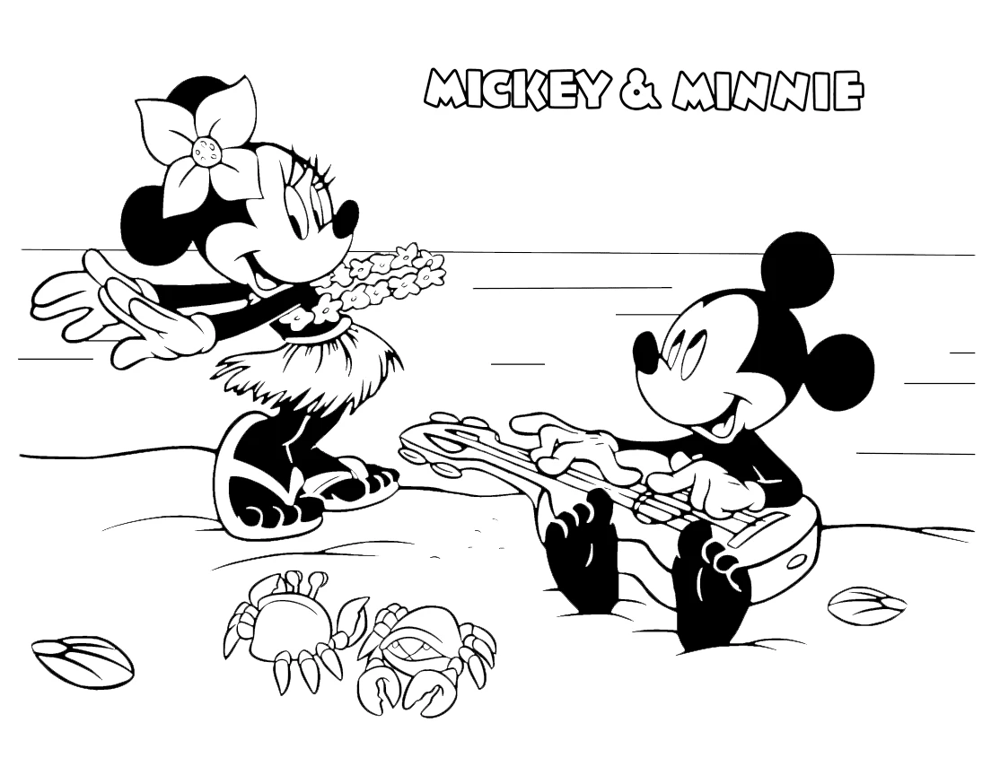 coloriage Mickey et Minnie à imprimer a4