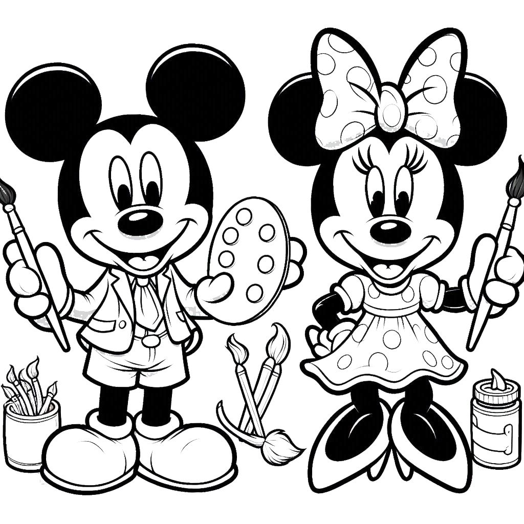 coloriage Mickey et Minnie a colorier en ligne