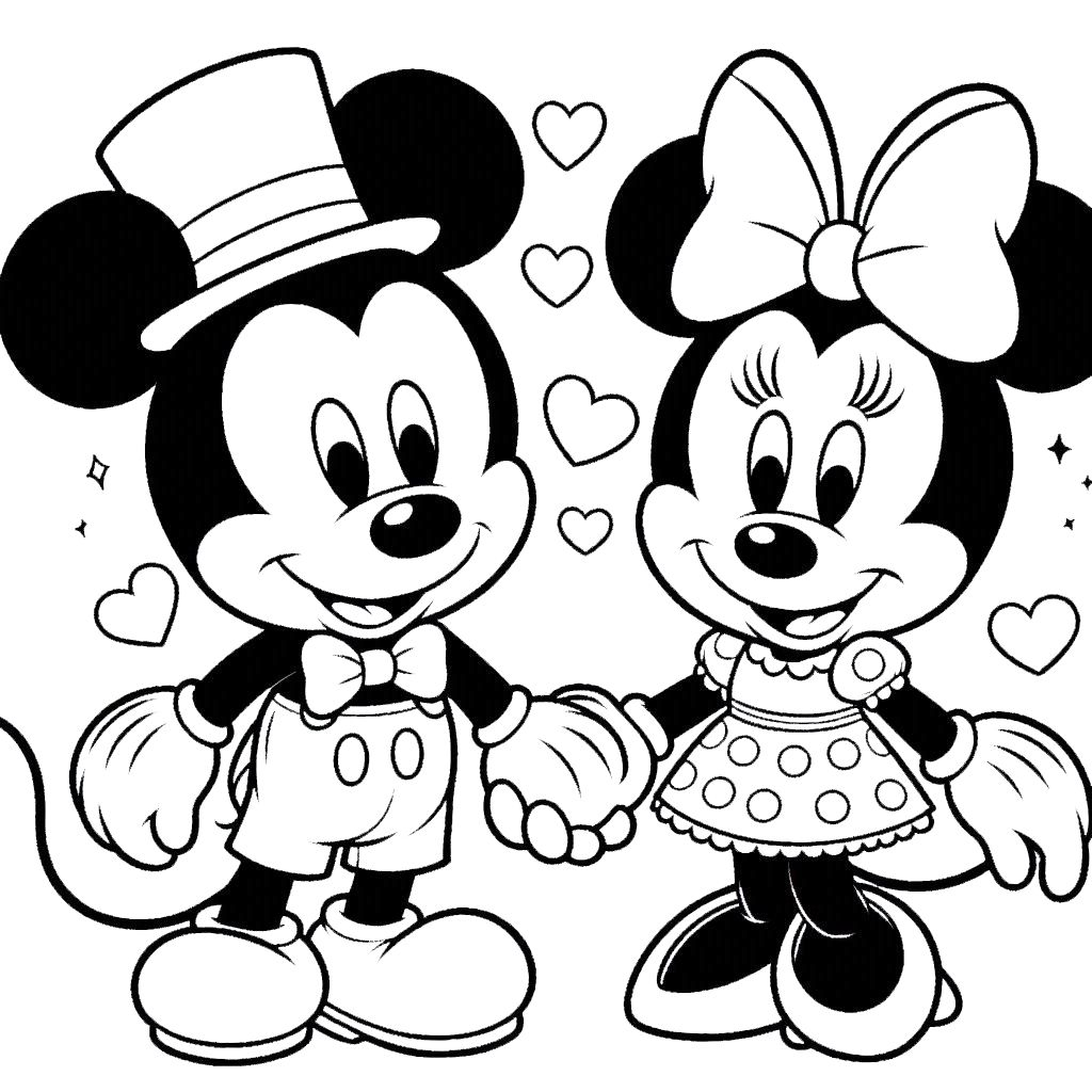 coloriage Mickey et Minnie pour enfant a imprimer gratuit