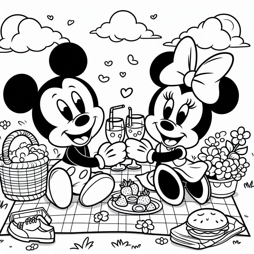 coloriage Mickey et Minnie a imprimer gratuitement