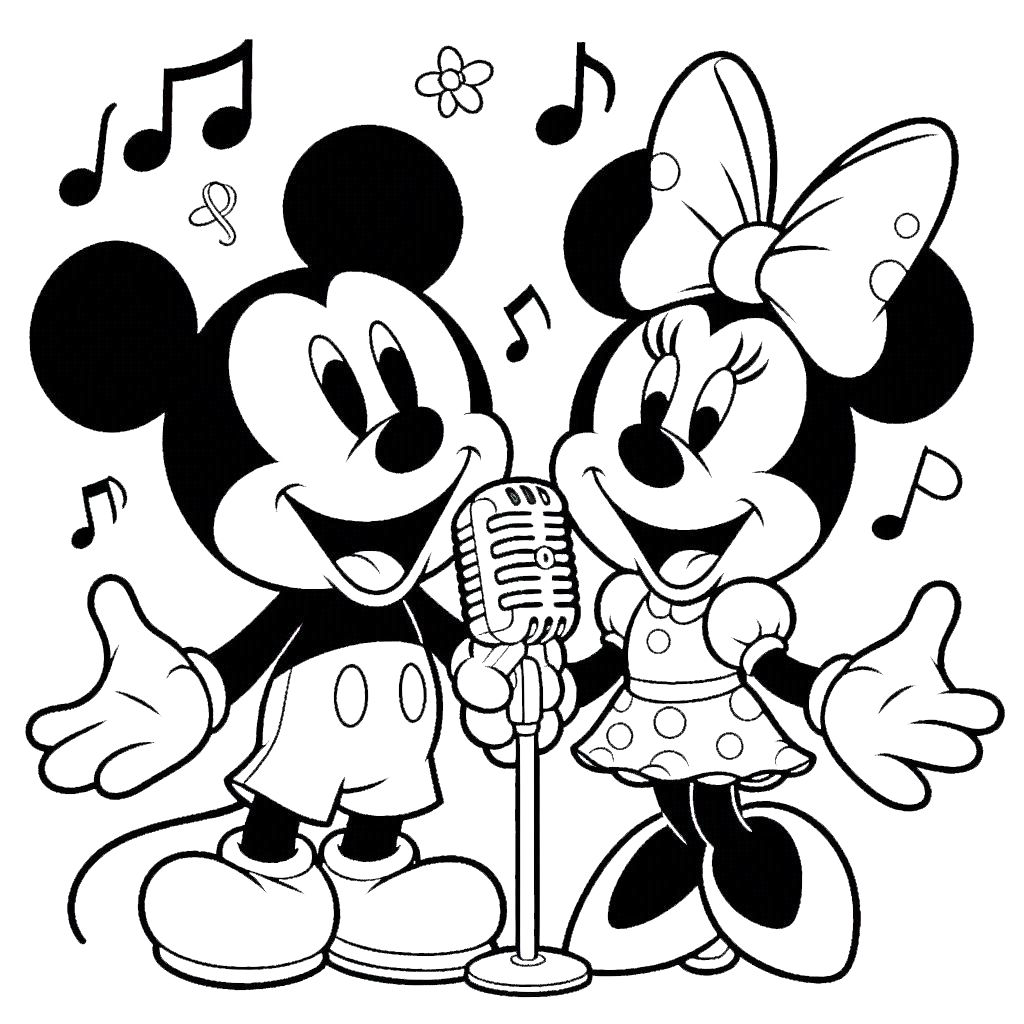 coloriage Mickey et Minnie gratuit a imprimer