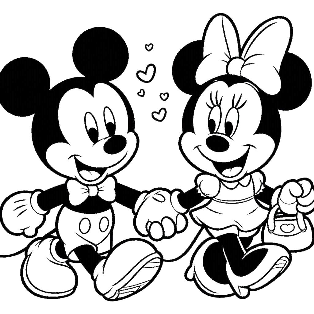 coloriage Mickey et Minnie de pour enfants 1