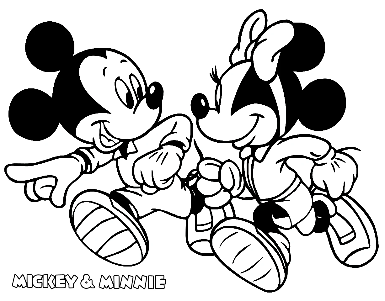 coloriage Mickey et Minnie pour enfant 2